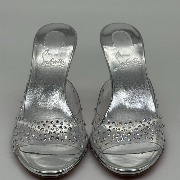 Christian Louboutin DEGRAMULE STRASS 85 Crystal Mules Sandals Heels Shoes - Picture 6 of 15